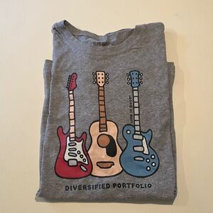 Life Is Good Gray Diversified Portfolio Guitar Tee